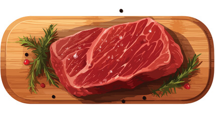 Fresh beef steak on a wooden cutting board. Isolated
