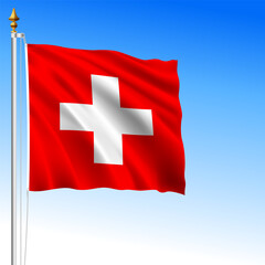 Swiss Confederation, official waving flag, Switzerland, european country, vector illustration