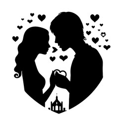 Romantic couple  silhouette 