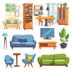House furniture interior vector. Apartment interior