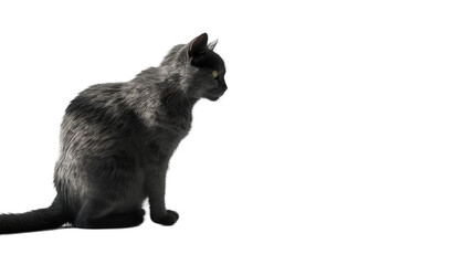 Gray Cat on Transparent Background PNG