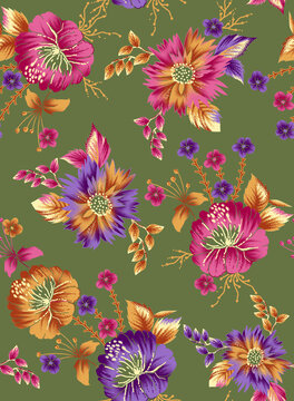 Textile flowers ornamental and abstract self repeating pattern and background digital pattern beautiful wallpapers, digital and textile design screen printing design