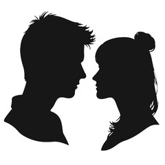 Male and female profile faces silhouette