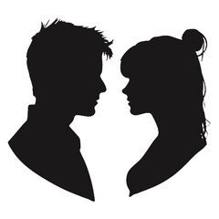 Male and female profile faces silhouette