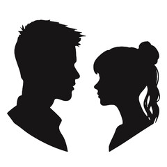 Male and female profile faces silhouette
