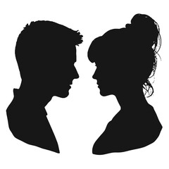 Male and female profile faces silhouette