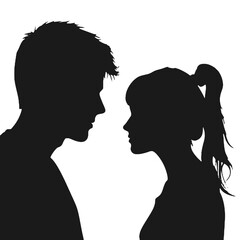 Male and female profile faces silhouette