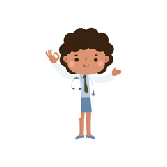 cute cartoon doctor ok character illustration National Doctors' Day flat style vector illustration on white background