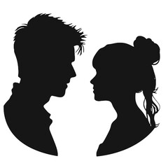 Male and female profile faces silhouette