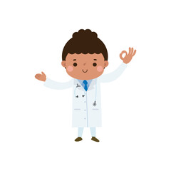 cute cartoon doctor ok character illustration National Doctors' Day flat style vector illustration on white background