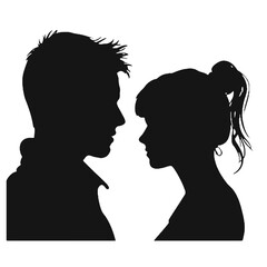 Male and female profile faces silhouette