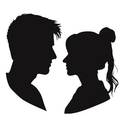 Male and female profile faces silhouette