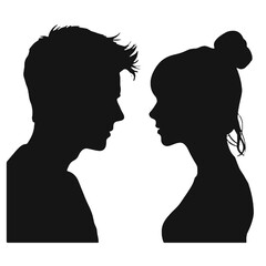 Male and female profile faces silhouette