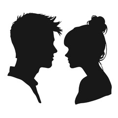 Male and female profile faces silhouette