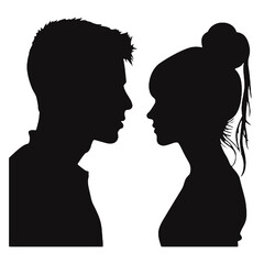 Male and female profile faces silhouette