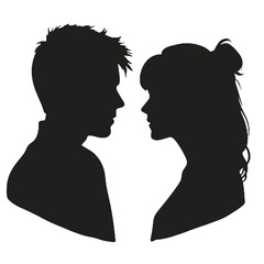 Male and female profile faces silhouette