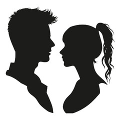 Male and female profile faces silhouette