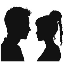 Male and female profile faces silhouette