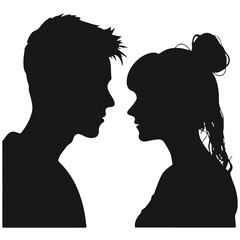 Male and female profile faces silhouette
