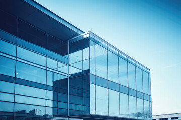 Fototapeta na wymiar Sleek Modern Corporate Building Under Blue Sky