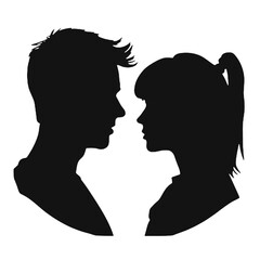 Male and female profile faces silhouette