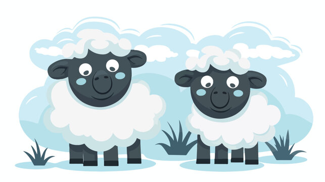 Sheep Clouds flat vector isolated on white background
