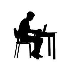 man working on computer Silhouette 