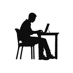 man working on computer Silhouette 