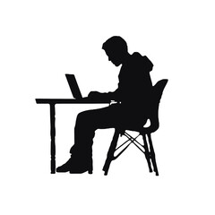 Fototapeta premium man working on computer Silhouette 
