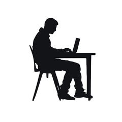 man working on computer Silhouette 