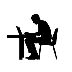 man working on computer Silhouette 