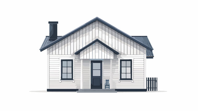 Silver house isolated on the white background. flat vector