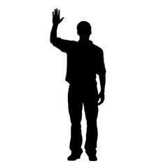 Man standing and waving with his hand Silhouette 