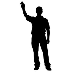 Man standing and waving with his hand Silhouette 