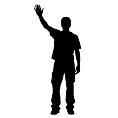 Man standing and waving with his hand Silhouette 