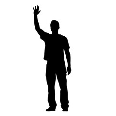 Man standing and waving with his hand Silhouette 