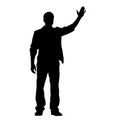 Man standing and waving with his hand Silhouette 