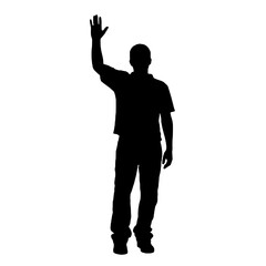 Man standing and waving with his hand Silhouette 