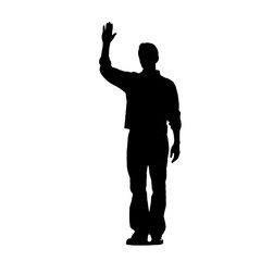 Man standing and waving with his hand Silhouette 