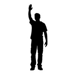 Man standing and waving with his hand Silhouette 