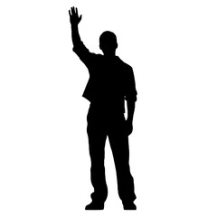 Man standing and waving with his hand Silhouette 