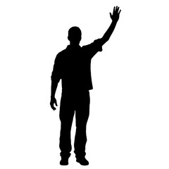 Man standing and waving with his hand Silhouette 
