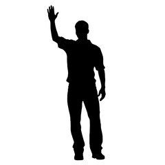 Man standing and waving with his hand Silhouette 