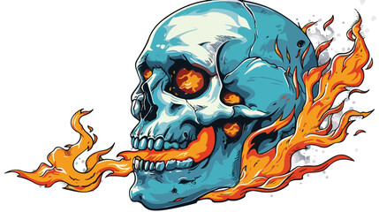 Skull with flames engulfing its eye sockets and mouth