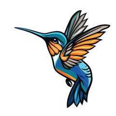Hummingbird logo. Isolated hummingbird on white 