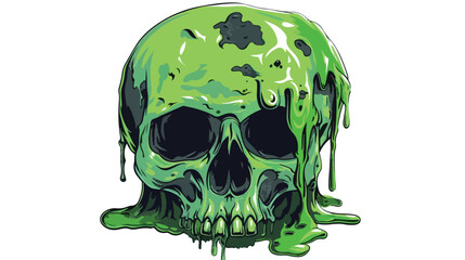 Skull with glowing green slime dripping from its eye