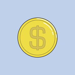 gold coin illustration asset design