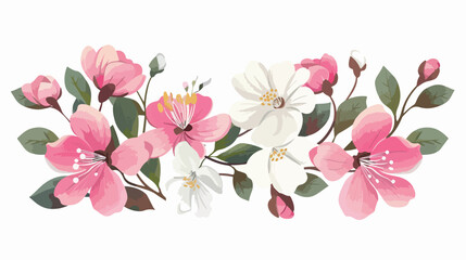 Spring Blossoms Pink and White Flowers Bloom with Ren