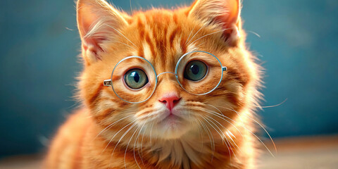 red kitten in glasses