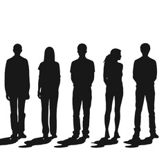 multiple business people standing silhouettes